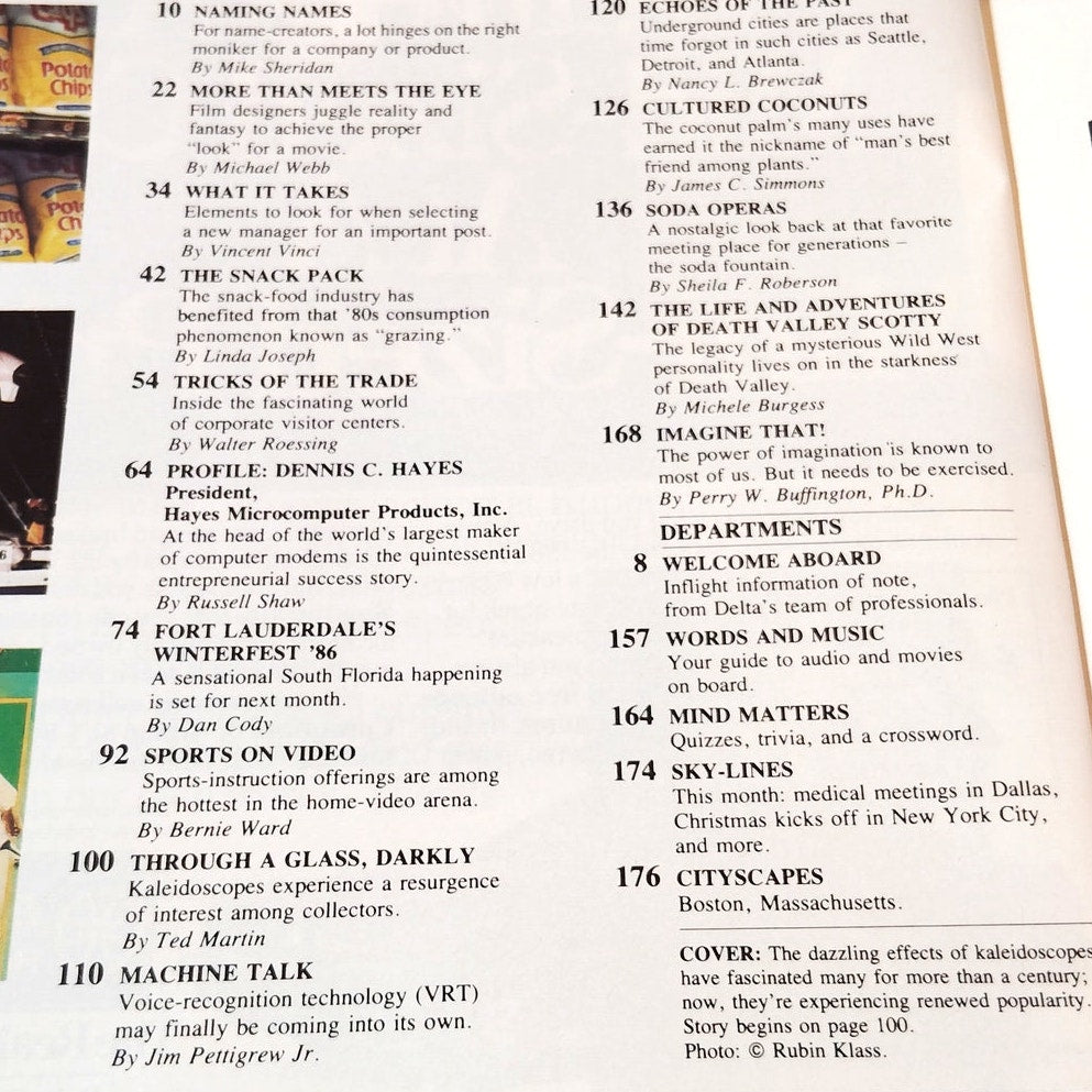 Delta SKY In-Flight Magazine November 1986 - Snacks, Ft Lauderdale, Sport Videos
