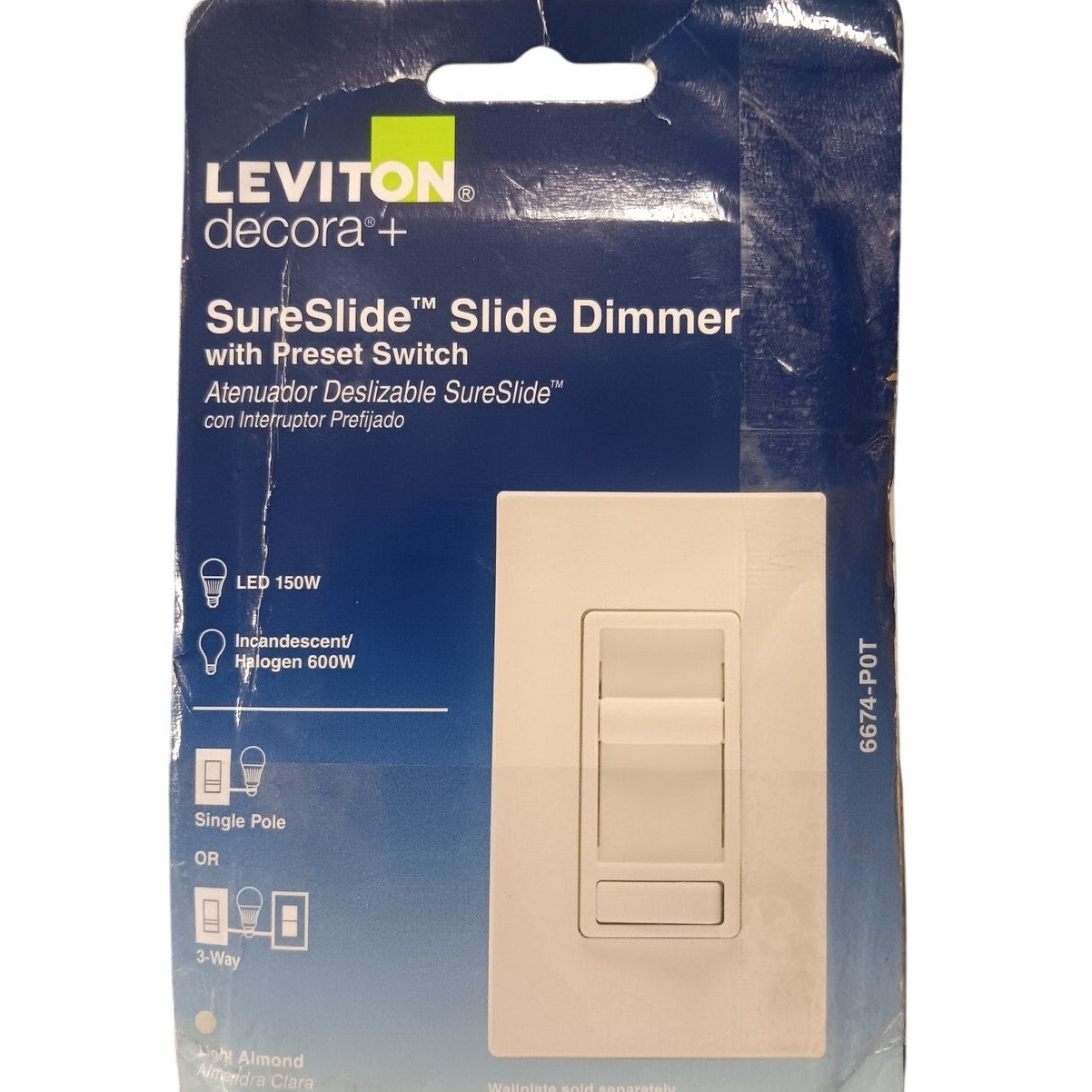 SureSlide Dimmer Switch for Dimmable LED, Halogen and Incandescent Bulbs, Almond