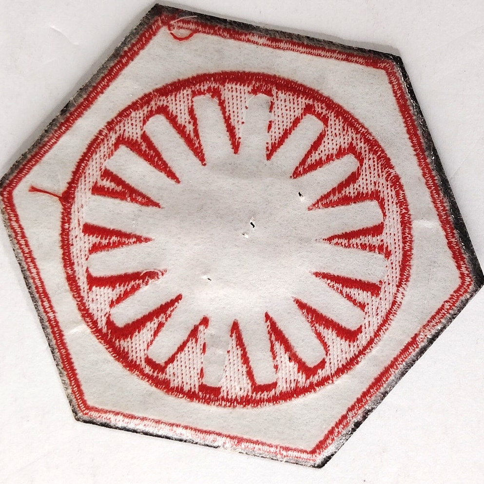 Star Wars First Order Patch Red on Black Hexagon 3‑1/2" × 3" Iron‑On Sew‑On