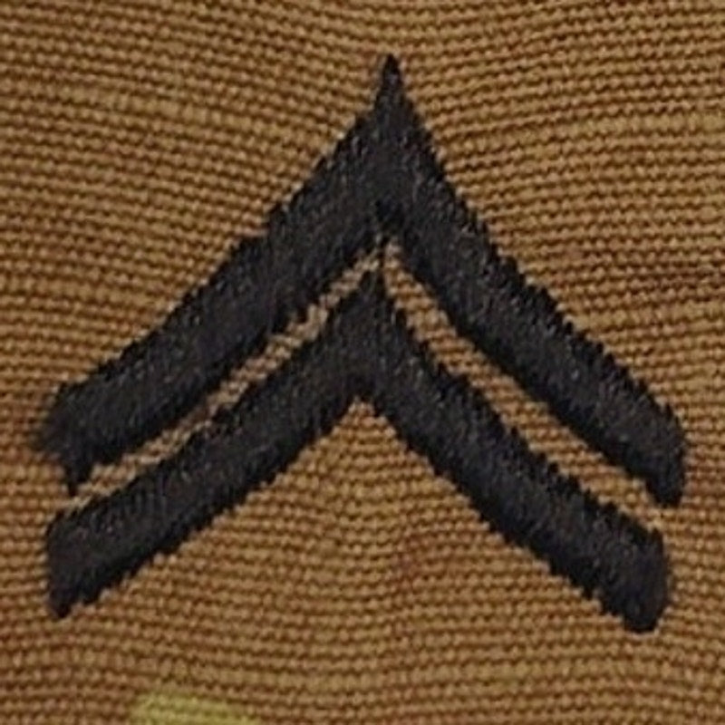 US Army Corporal CPL E‑4 Subdued Rank Slip‑On Tab OCP Camo – 1‑3/4" × 2"