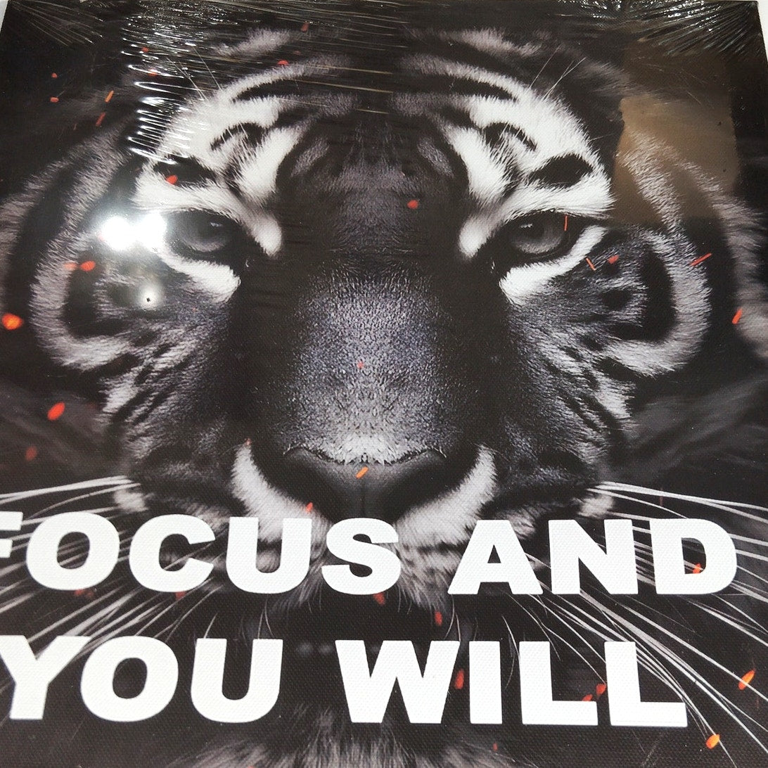 Focus and You Will Win Tiger Wall Art Motivational Gym Office Decor 15.6x11.8"