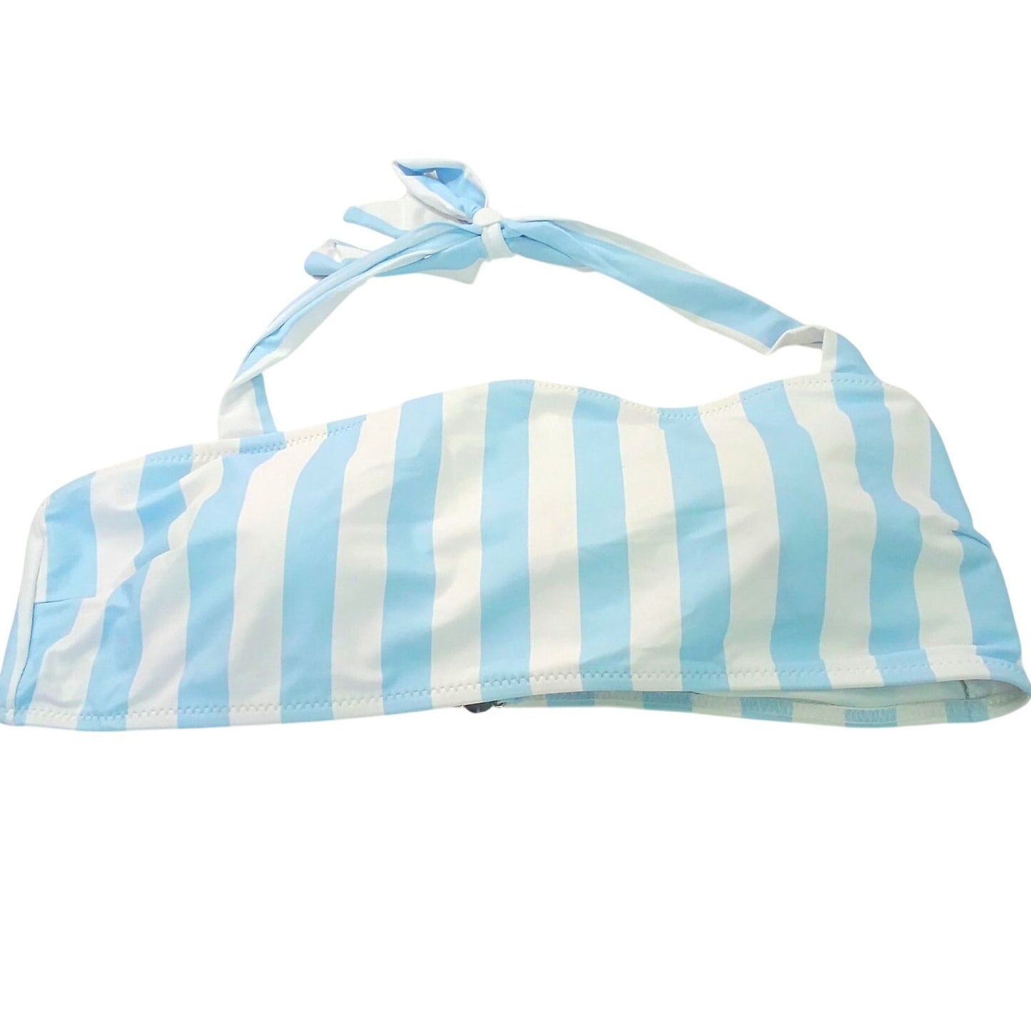 Blooming Jelly Blue White Stripe Bandeau Halter Bikini Top Women’s Large