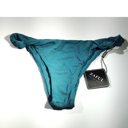 ZAFUL Textured Bikini Bottoms – Teal – Size 6 (Med) – 82/18 Nylon/Spandex – NWT