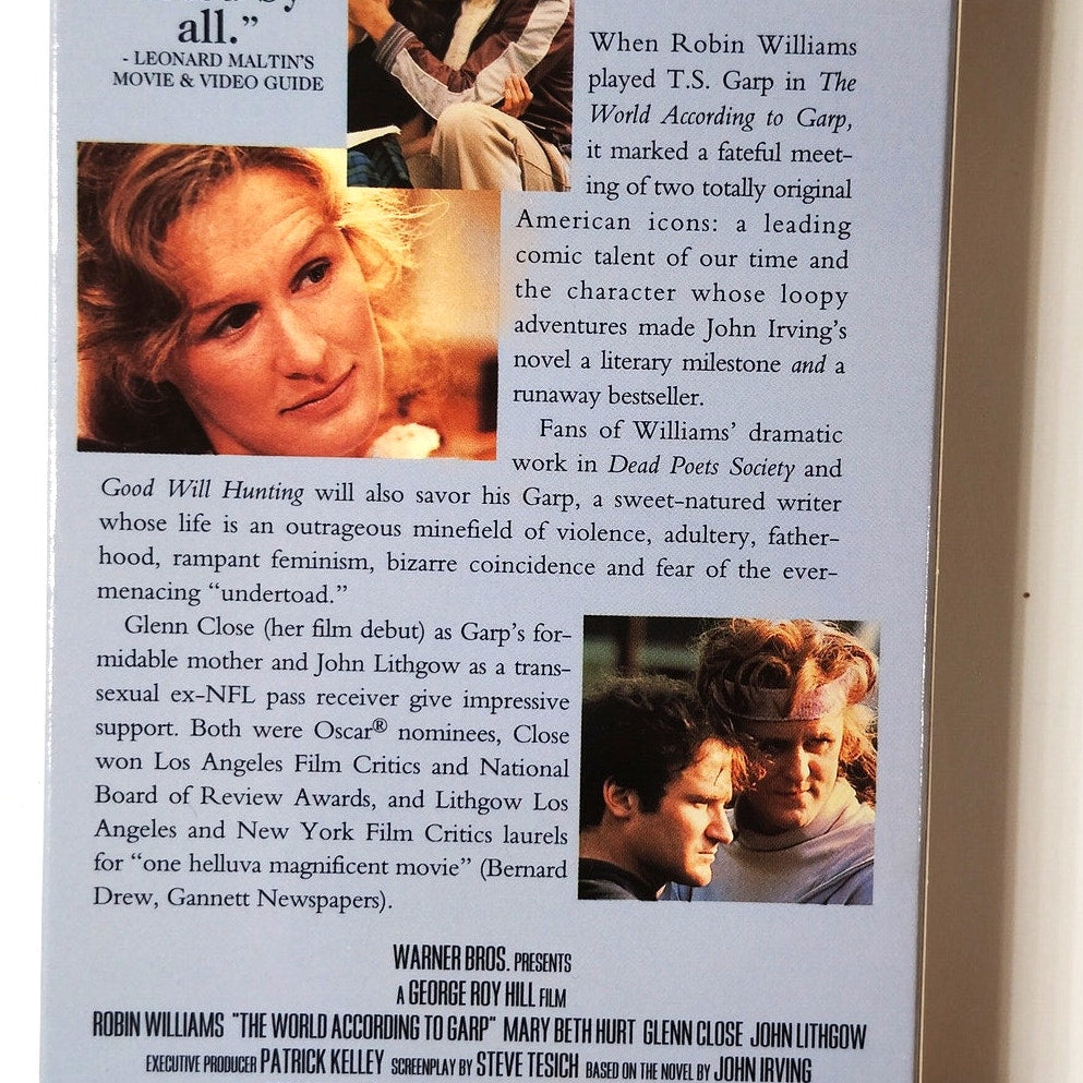 The World According to Garp VHS 1998 1982 Robin Williams Warner Drama Comedy