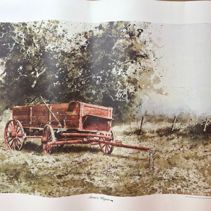 VTG Dwayne Warwick “Stone’s Wagon” Lithograph Print Tennessee Squire Art 25x17.5