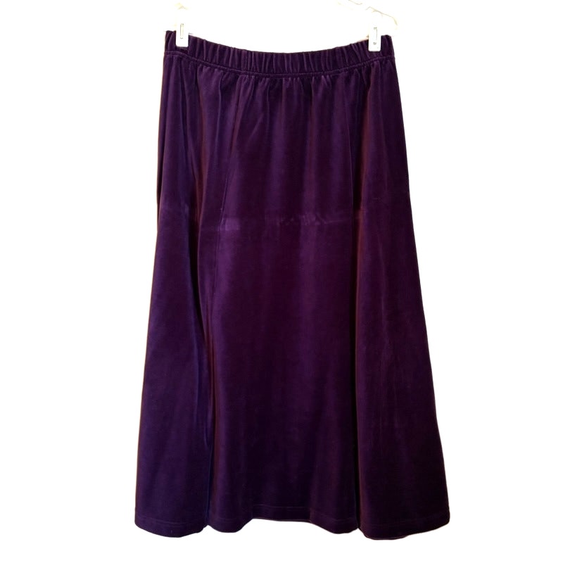 Appleseed's Soft Surroundings Purple Velvet Silk 5PC Skirt Set L Scarf Top
