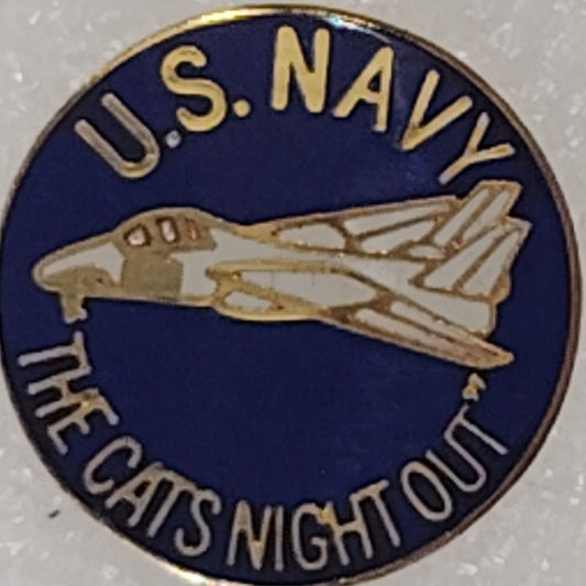U.S. NavyTomcat "The Cats Night Out" Novelty Hat/Lapel/Brooch Pin, Enamel Metal