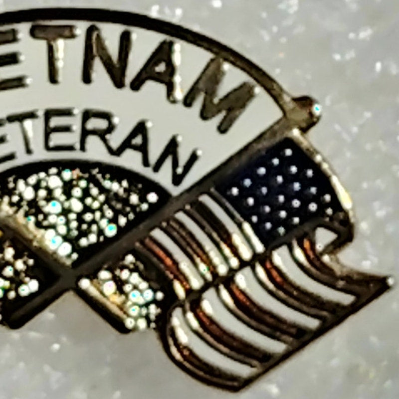 Vietnam Veteran U.S.–South Vietnam Crossed Flags Novelty Pin, Metal