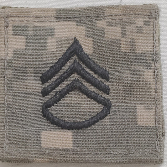 U.S. Army Staff Sergeant (SSG) Patch – Digital ACU – 2" × 2" Hooked Device – E‑6