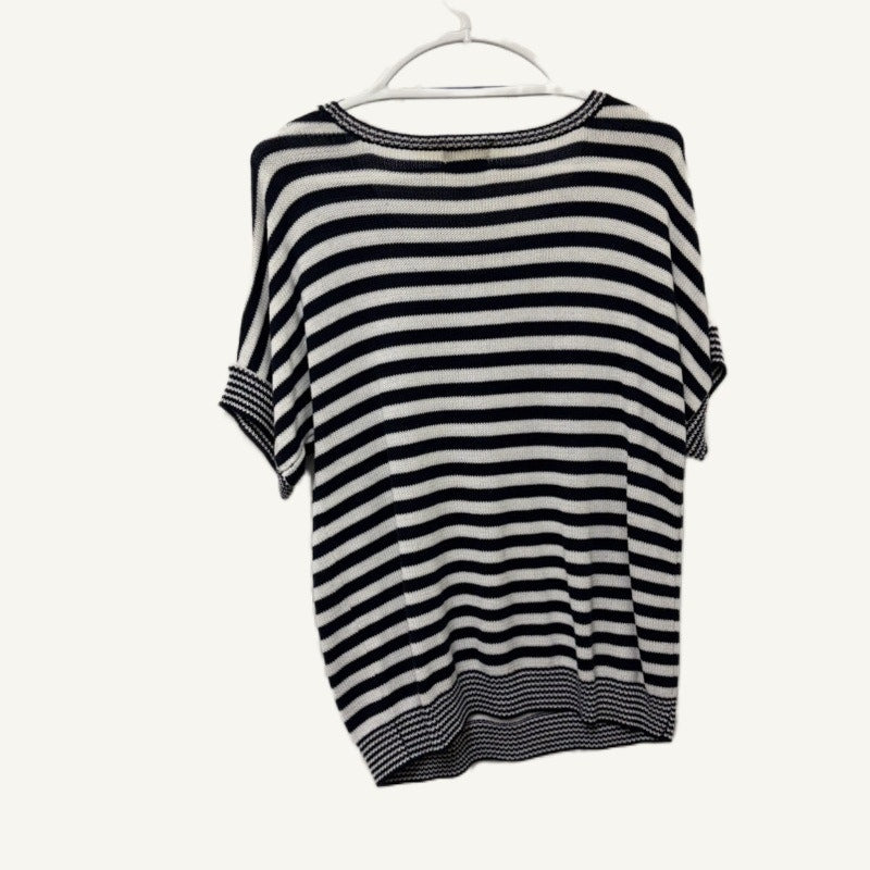 BFA Classics Collections Etc. Navy White Striped Sweater & Fleece Jacket Set L