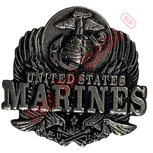 United States Marine Corps Hat, Lapel or Tie Pin, 7/8"H x 7/8"W, Pewter Finish