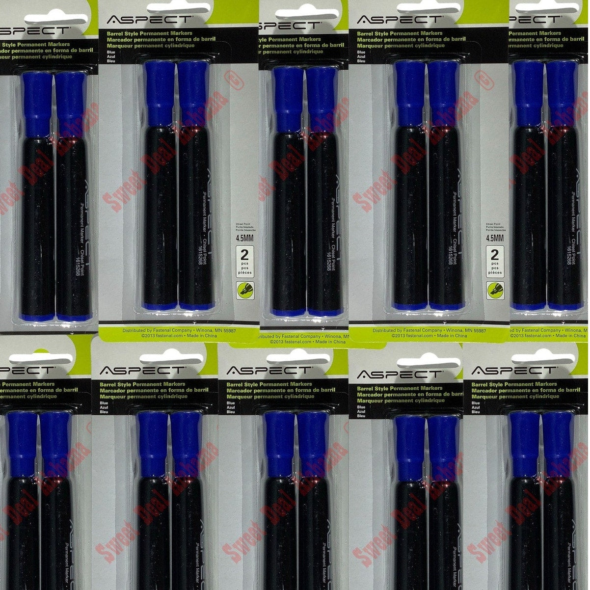20-PK Fastenal Aspect Permanent Blue Chisel Point Markers, 4.5MM, Barrel Style