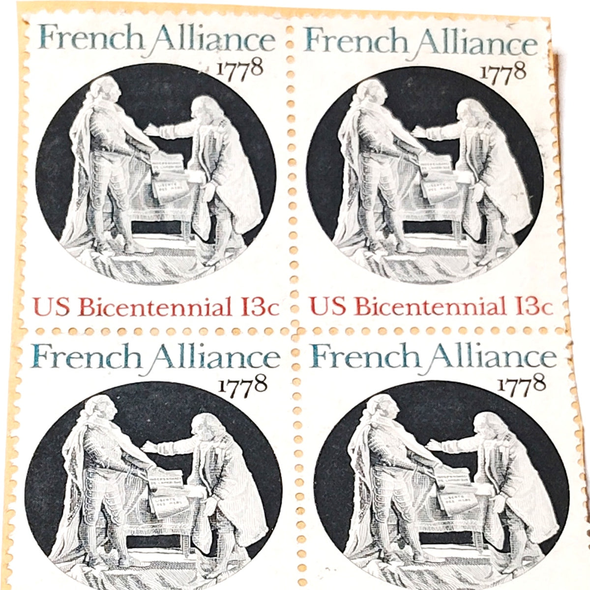 1978 US Bicentennial 13c French Alliance Block of 4 Stamps, Unused