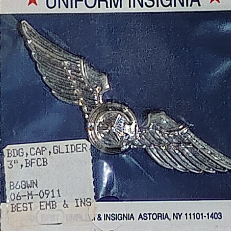 Civil Air Patrol Insignia -Glider Wings- Badge Pin 3"W x 3/4"H Best Perma Shine