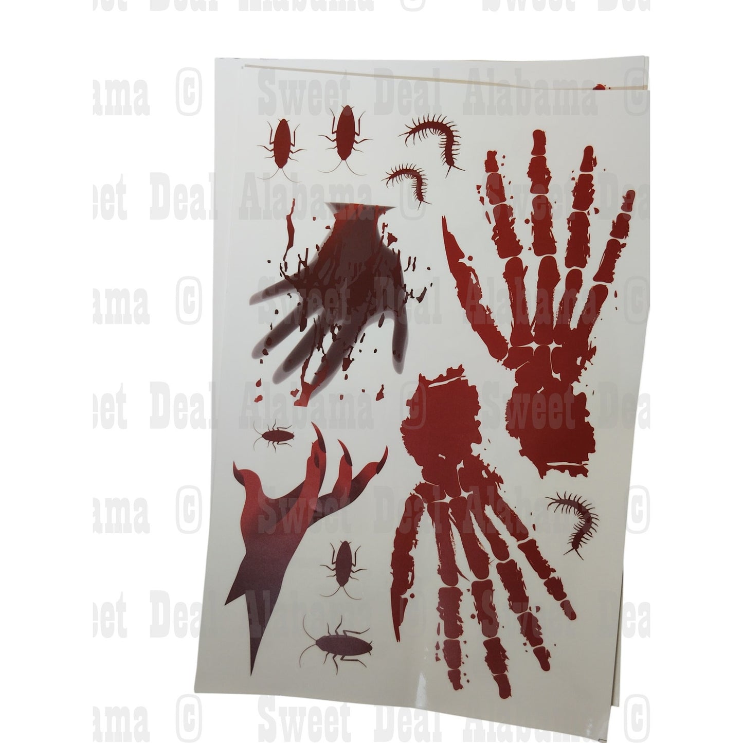 10 Pgs Bloody Handprint Footprint Clings – Halloween Window Party Decor