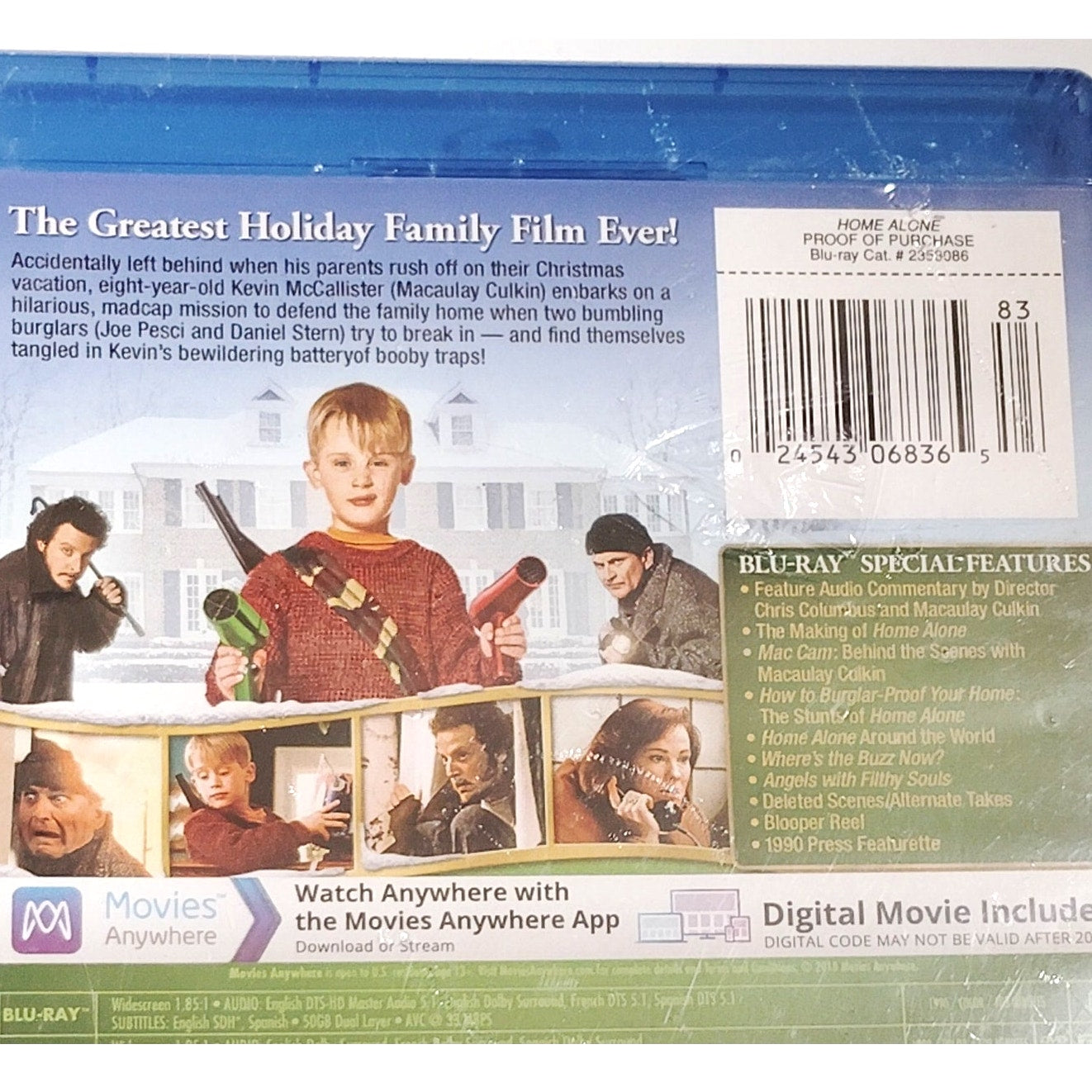 Home Alone 1990 Blu‑ray DVD Combo Pack Holiday Comedy Macaulay Culkin