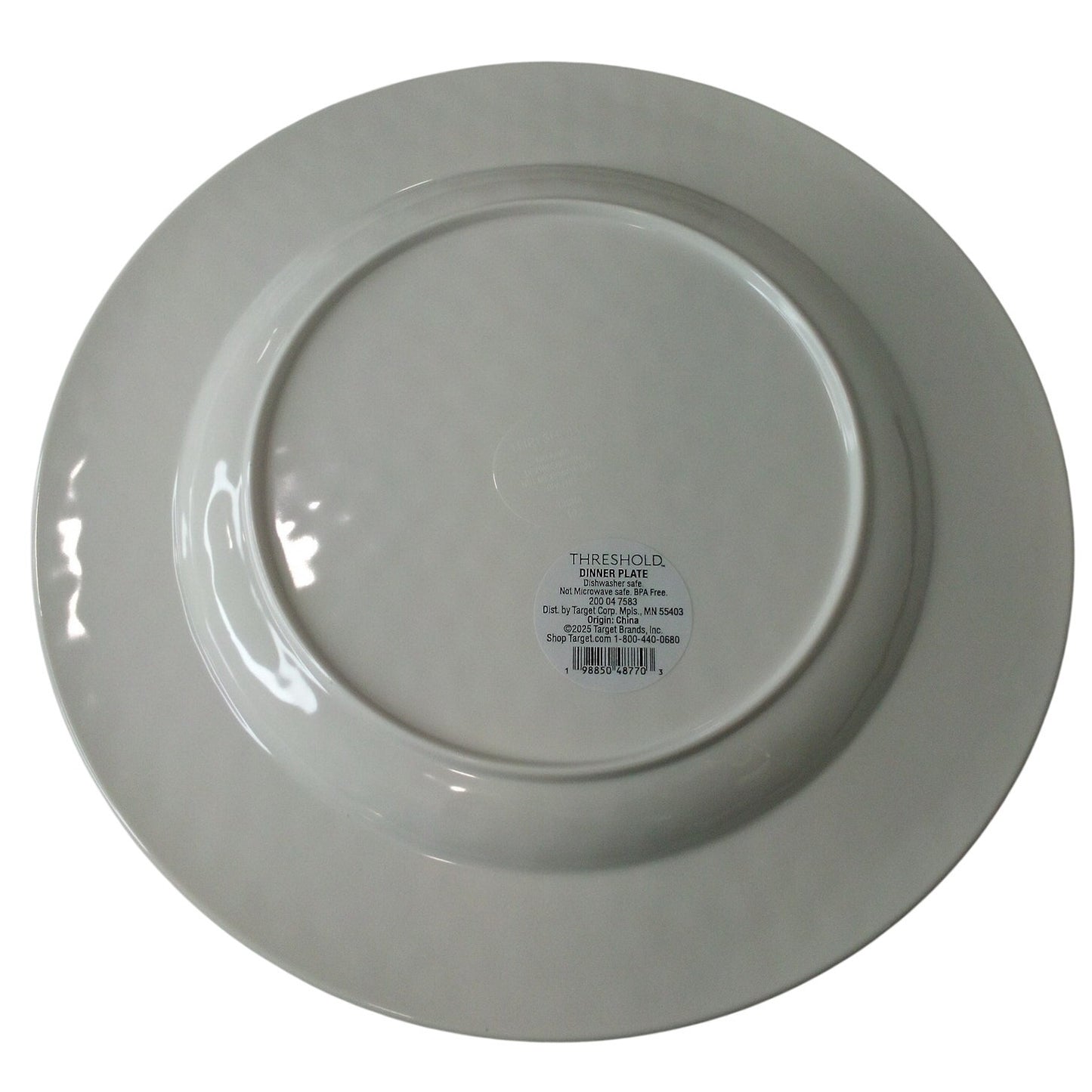 4-PK Threshold 10‑1/2" Melamine Dinner Plates – Yellow w/ Green Rim