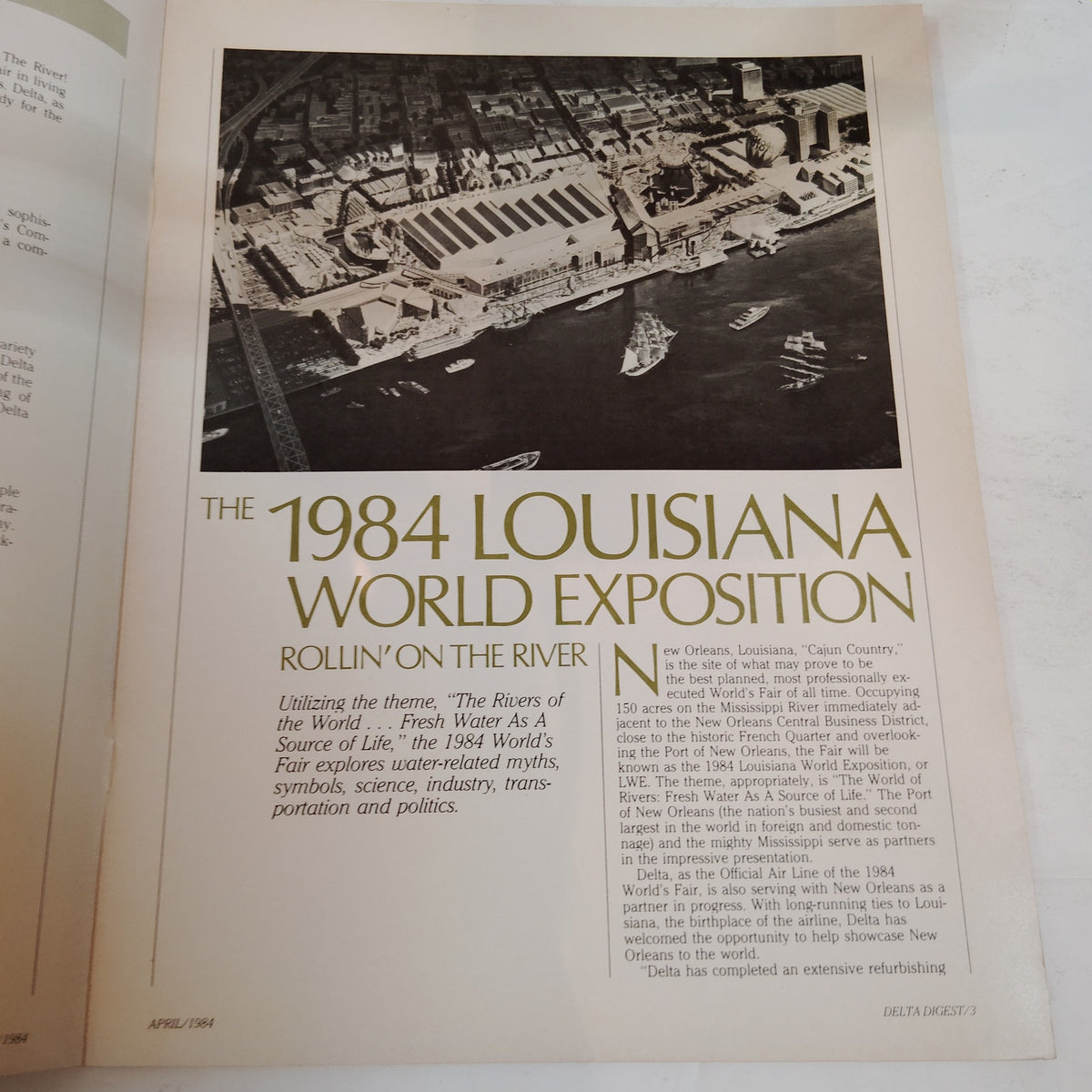 Delta Digest April 1984 - 1984 Louisiana World Exposition, Engine Testing