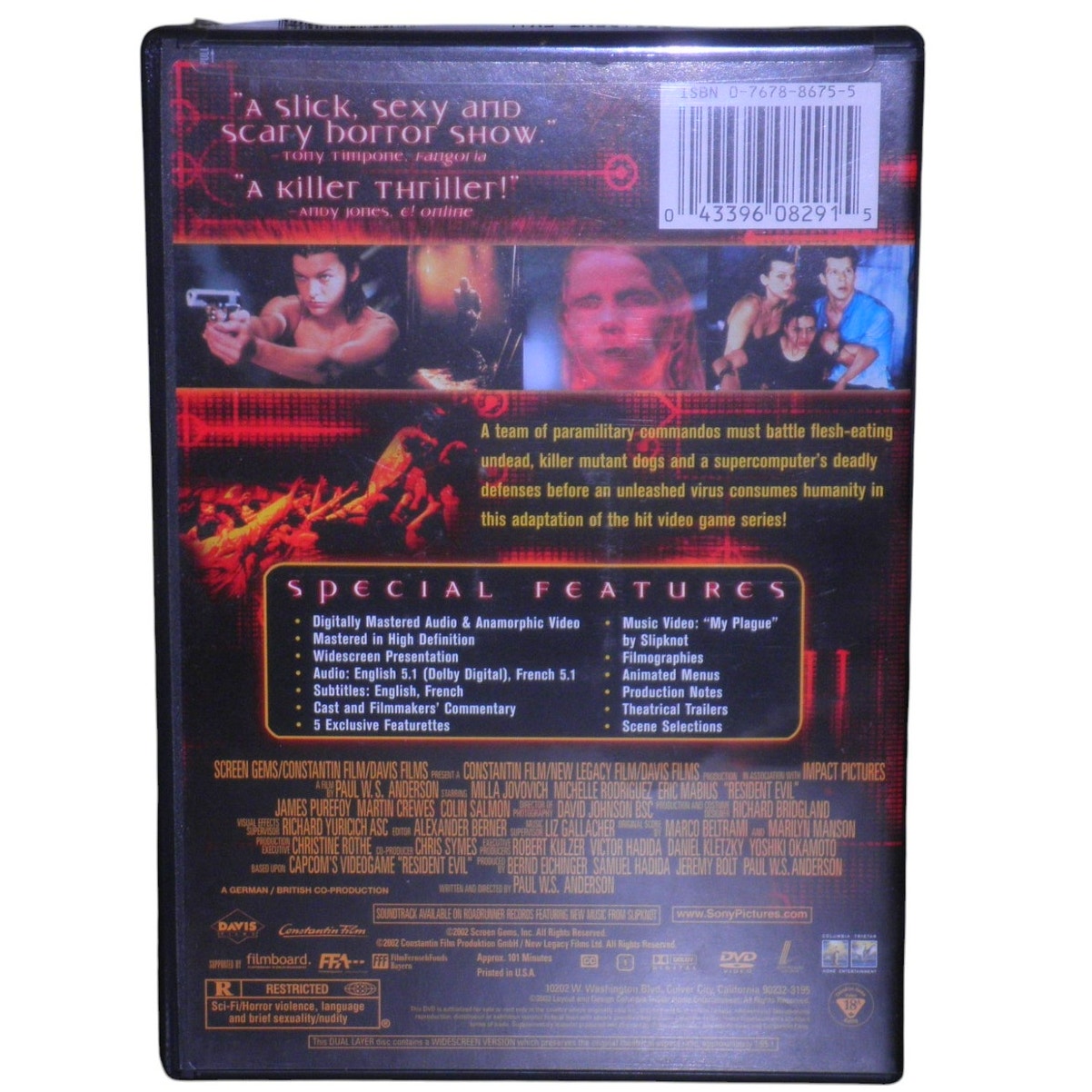 Resident Evil (Special Edition) [DVD 2002] Action, Sci-Fi, Horror, Thriller, EUC