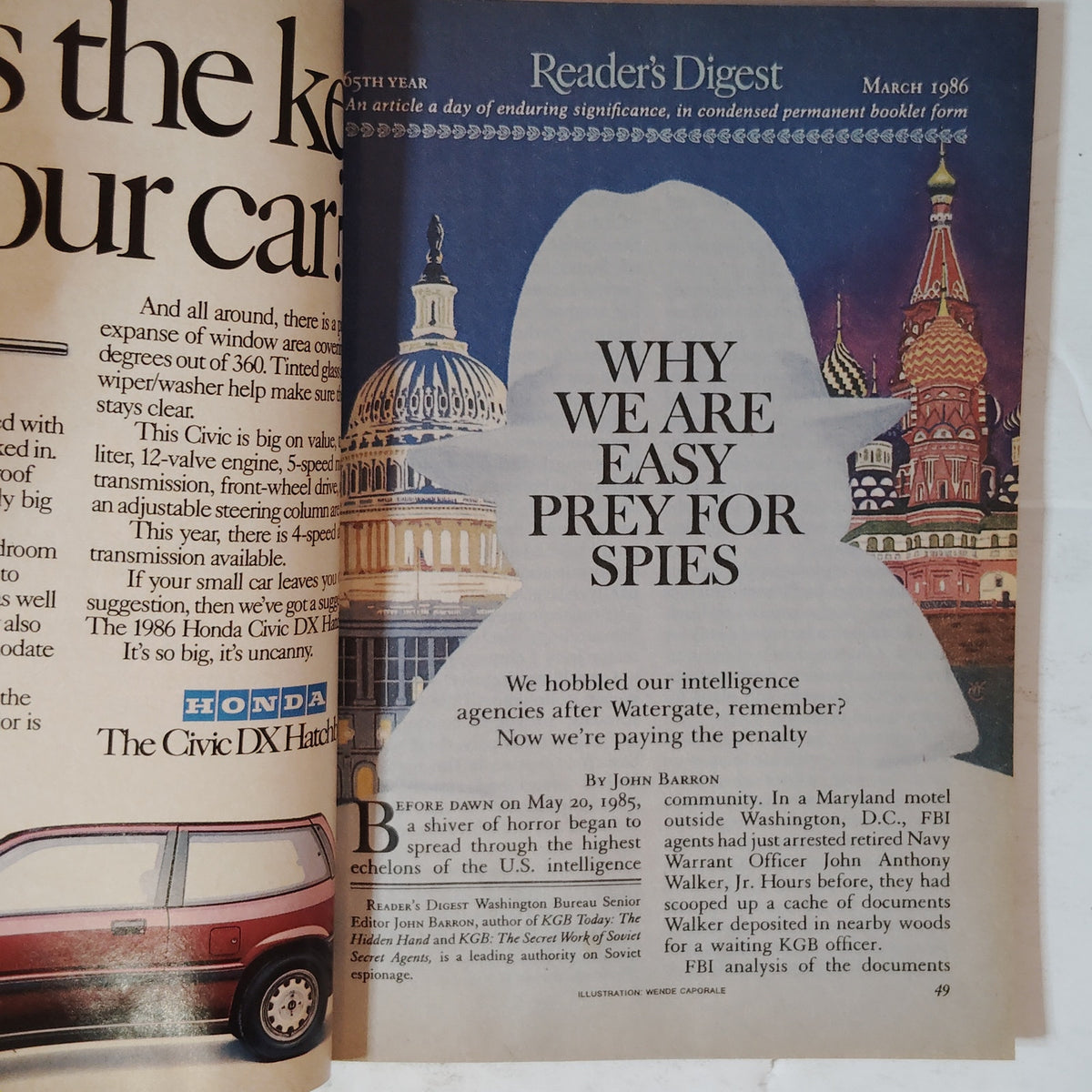 Reader's Digest March 1986 Magazine - Why We Are Easy Prey for Spies Vintage