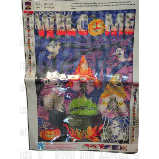 5D DIY Diamond Art Kit- Halloween "Welcome" 11.8" x 15.75",  #B13720