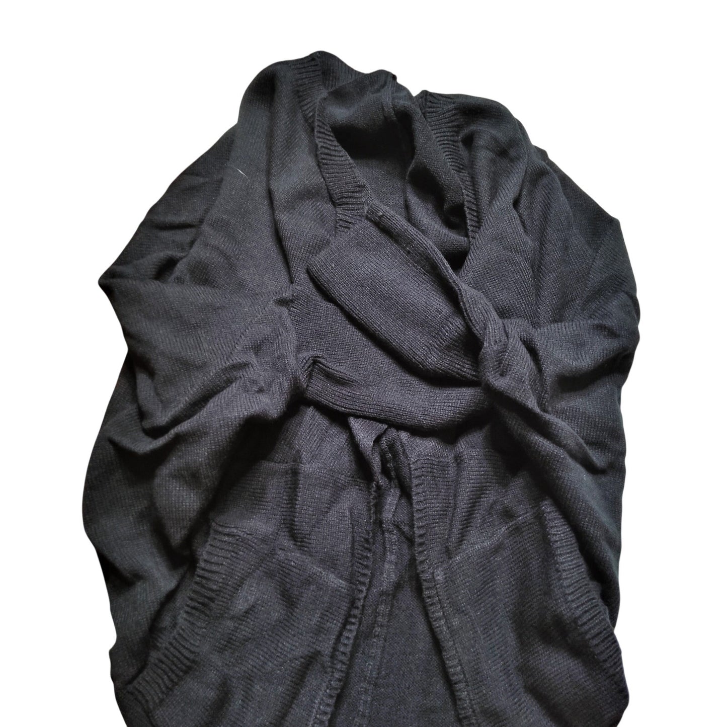 Dark Gray Long Acrylic Shrug Sweater Wrap Front Size Large NEW