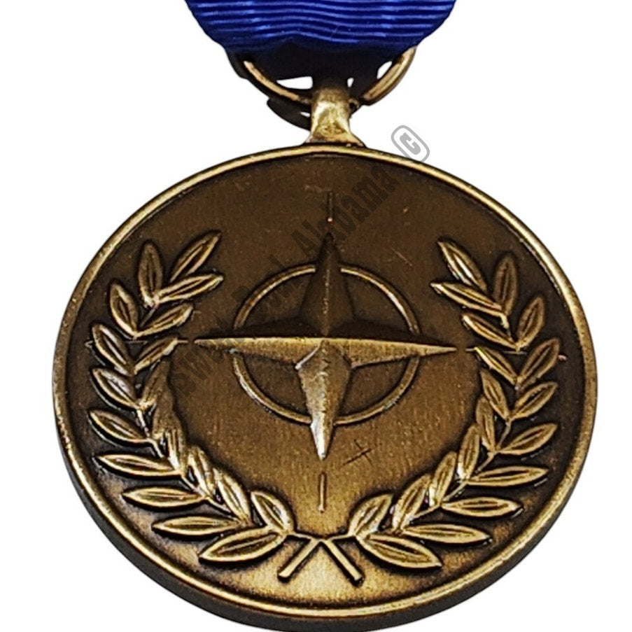 NATO Support Service Medal w/ Clutchback Pins, 1-3/8"D Medal x 3-1/8"H Overall