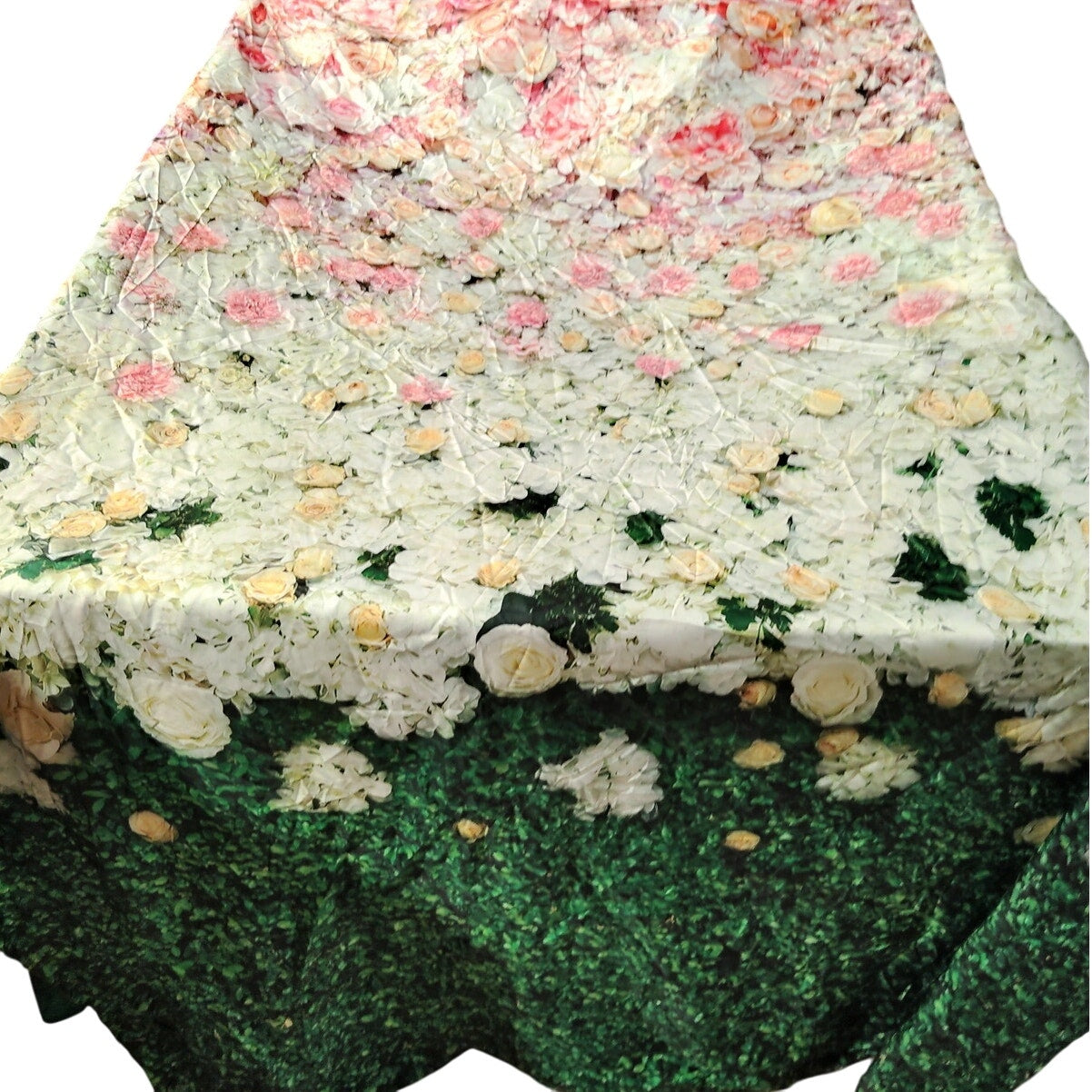 Floral Photography Backdrop – Blossom Flower Wall with Grass Base, 5'W x 6.6'H