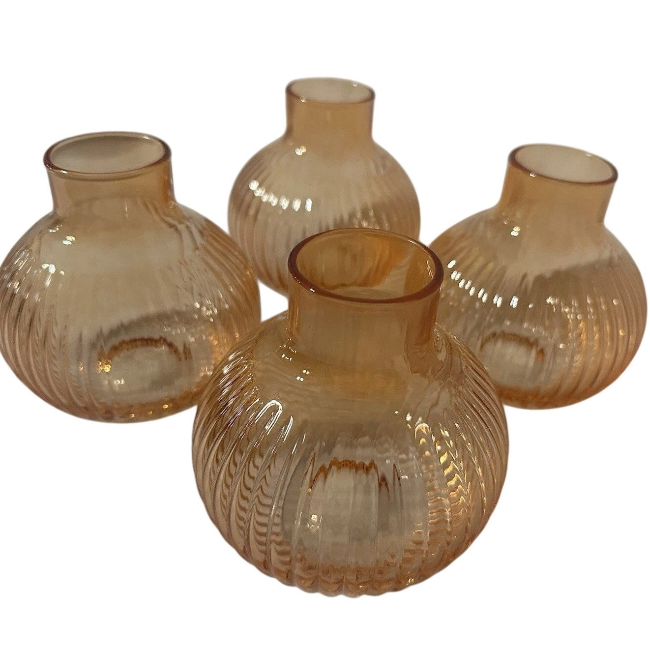 4‑Pack Round Glass Vase – Orange – Room Essentials – 4.5" Tall × 4.5" Wide