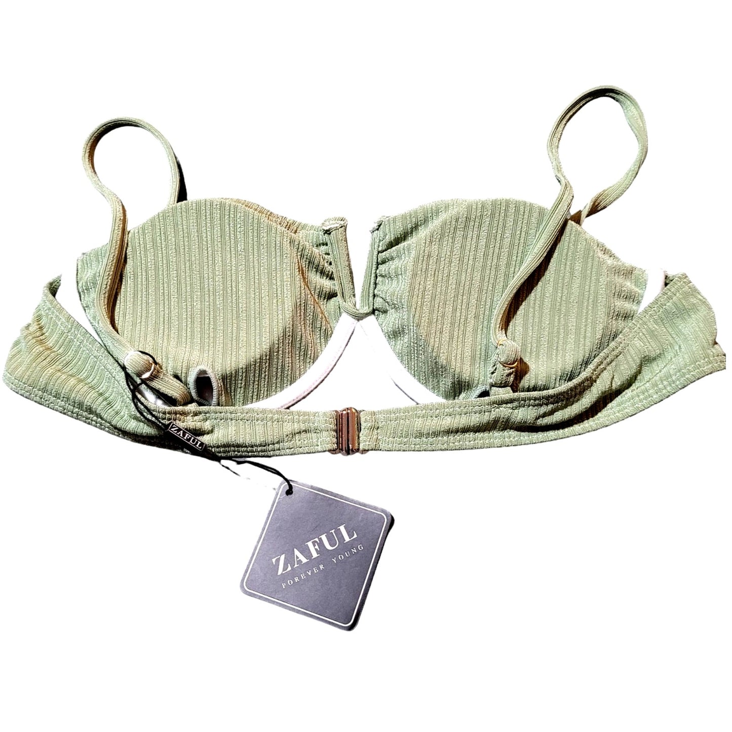 ZAFUL V-Notch Underwire Balconette Bikini Swimwear - Light Green, M (6)