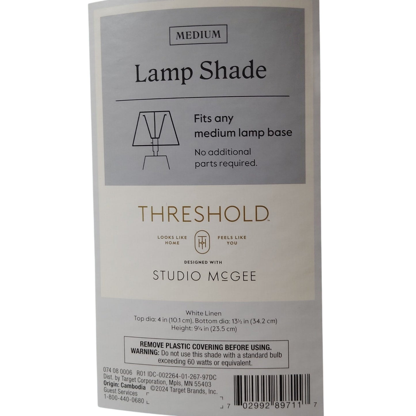 Studio McGee – Taper Linen Lamp Shade – White – Slip‑Uno Fitter – Empire Style
