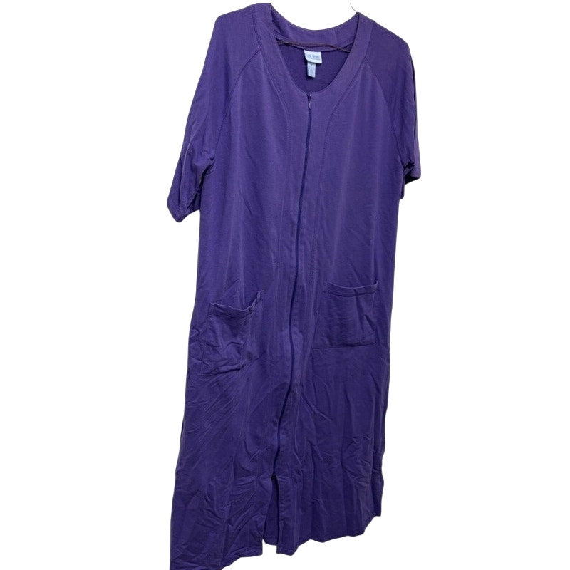 Lane Bryant Women's Purple Knit Zipper Nightgown Lounge Dress M Cotton Blend