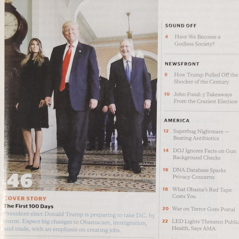 Newsmax Magazine December 2016 Donald Trump First 100 Days Back Issue