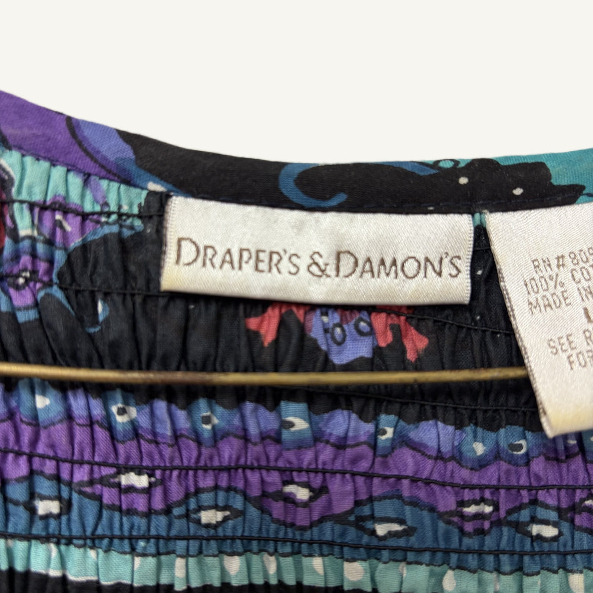 VTG 1990's Draper's & Damon's SW Aztec/Tribal Print Smocked Short Sleeve Dress L