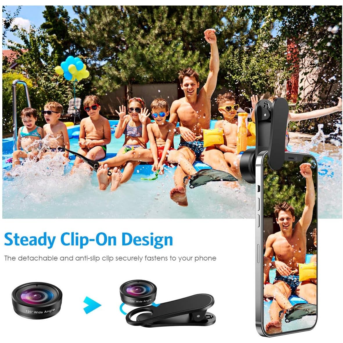Phone Camera Lens (3), 230° Fisheye Lens, 15X Macro Lens, 0.65X Wide Angle Lens