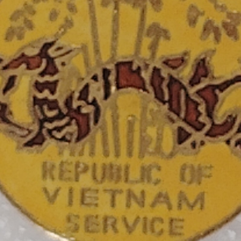 Republic of Vietnam Service Novelty Hat/Lapel/Brooch Pin, Enamel Metal, 1"D