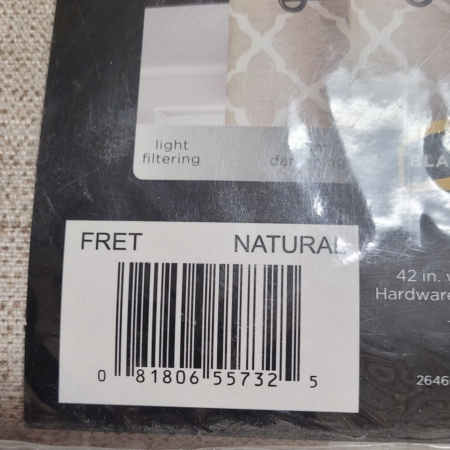 Fret Thermaback Natural Lattice 42" X 84"L Blackout Single Grommet Curtain Panel