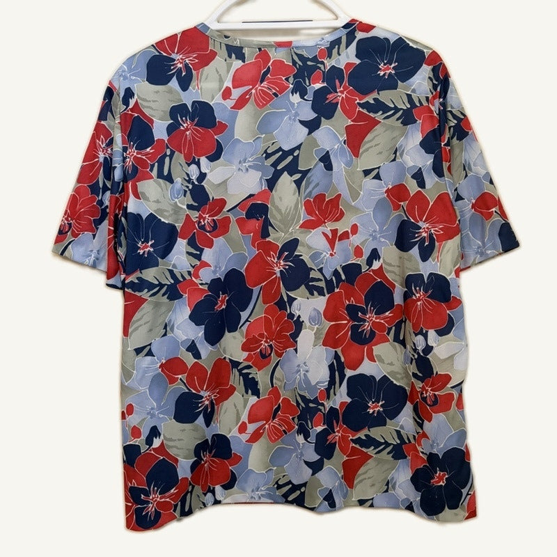 Denim 24/7 Crushed Velvet Coat & Blair Floral Top Set - Blue, Red, L/14W