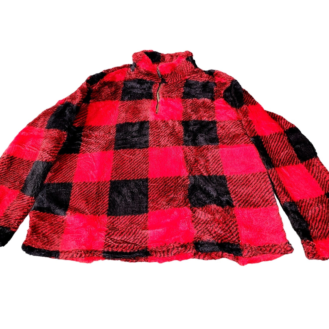 2XL Sherpa Pullover Quarter Zip Long Sleeve Fluffy Soft Fleece Jacket Outwear