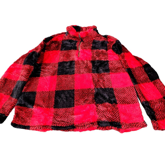 2XL Sherpa Pullover Quarter Zip Long Sleeve Fluffy Soft Fleece Jacket Outwear