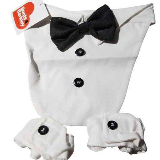 Wedding Collection Dog and Cat Suit White SM/MED (Neck 12–16") 3-Piece Set