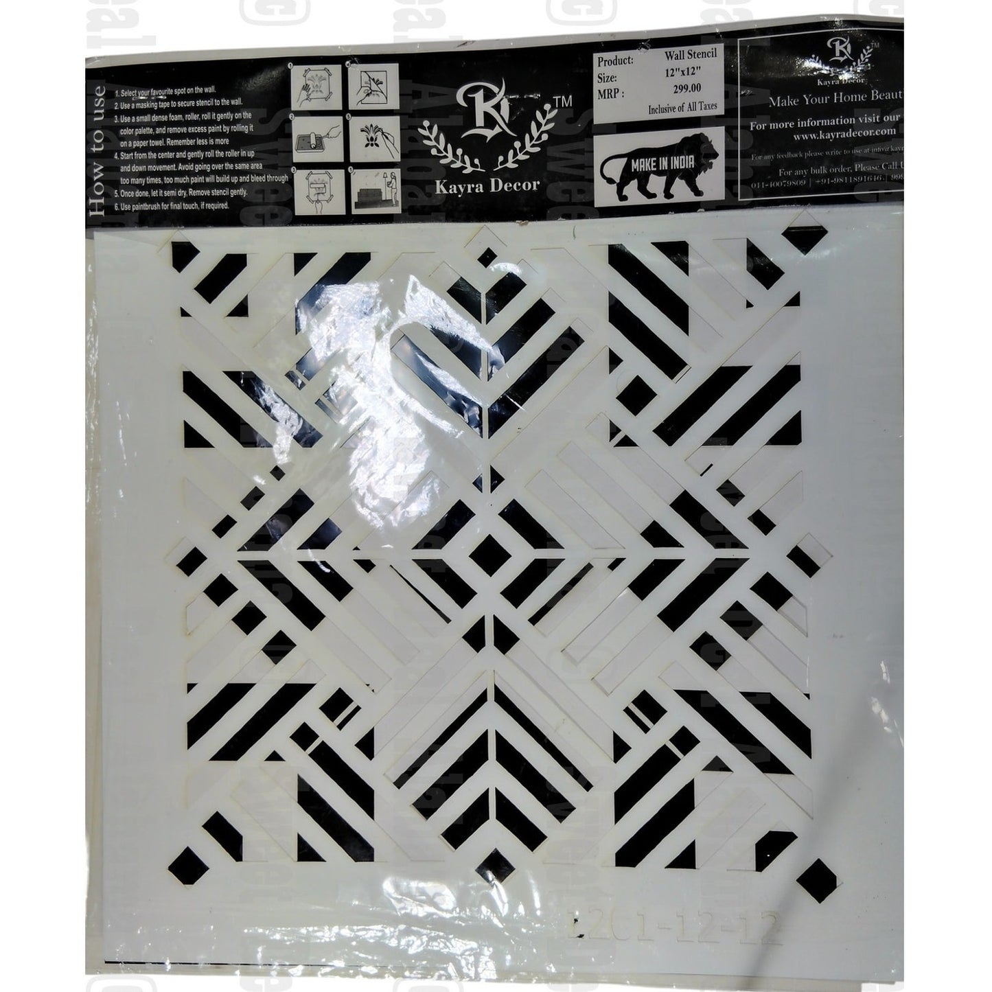Kayra Decor Damask Wall Stencils 12x12 – 4 Designs (1180, 1179, 1187, 1201)