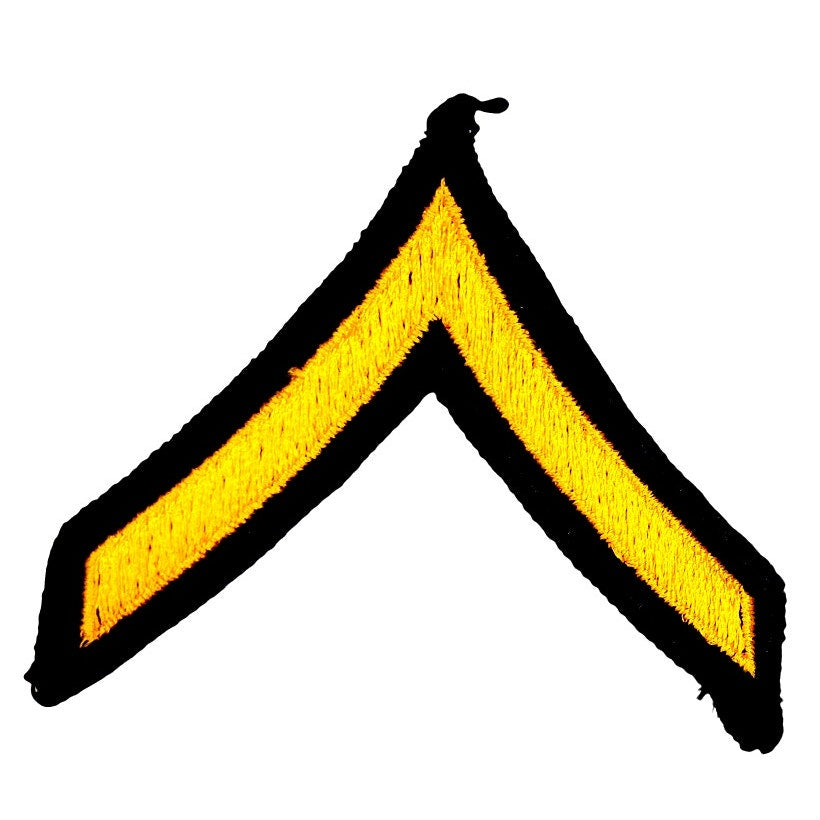US Army Private E‑2 Rank Chevrons Male Gold on Navy Blue Pair Sew‑On