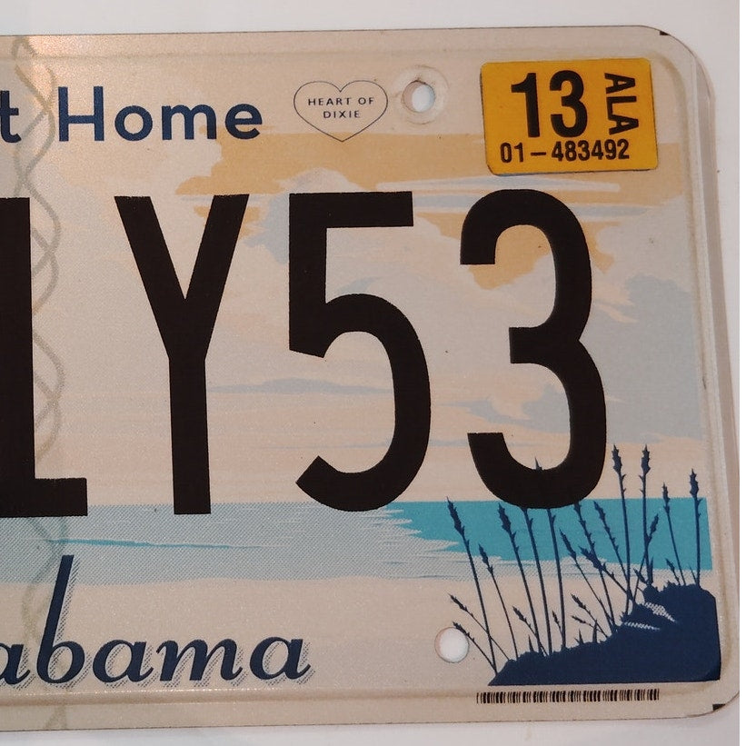 Vintage 2013 Alabama Sweet Home License Plate 1A11Y53 State Tag White Blue