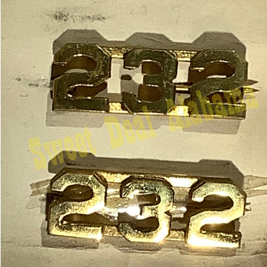 Early/Mid 1900s Brass C-Clasp "232" Collar Devices 3/8"H Hat / Lapel Pins Set