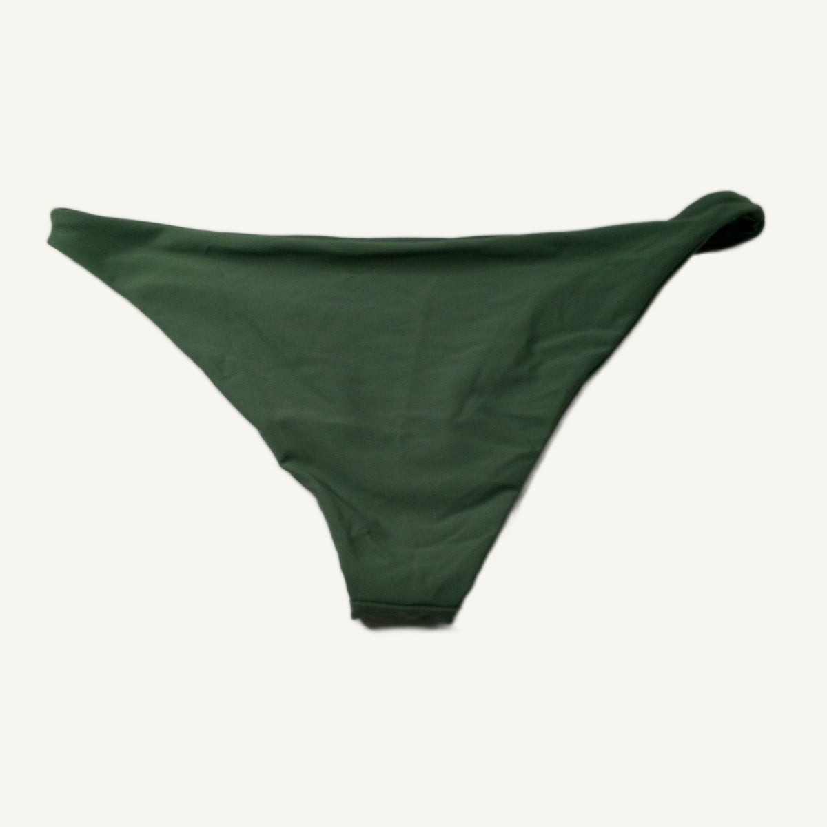 Women's Dark Green Ribbed High-Cut Bikini Swim Bottoms Size L Nylon Spandex