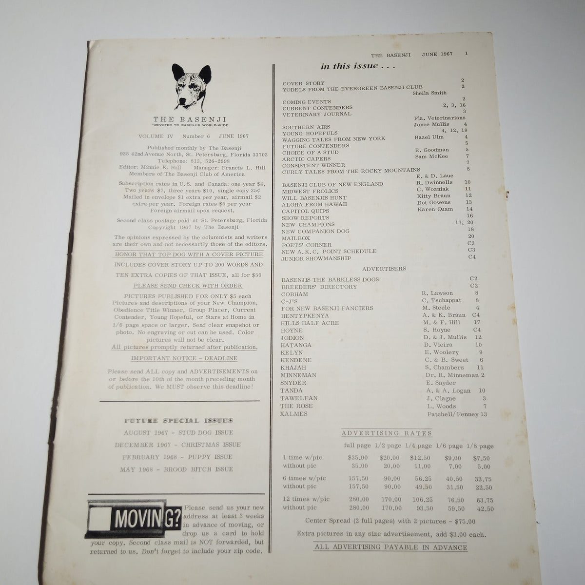 The Basenji Magazine June 1967 Vol. IV No. 6 - Basenji Club of America