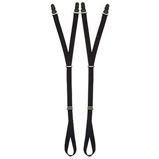 Shirt Stays – Black with Stirrup Style Garter Clip & Heel Loop, 1 Pair