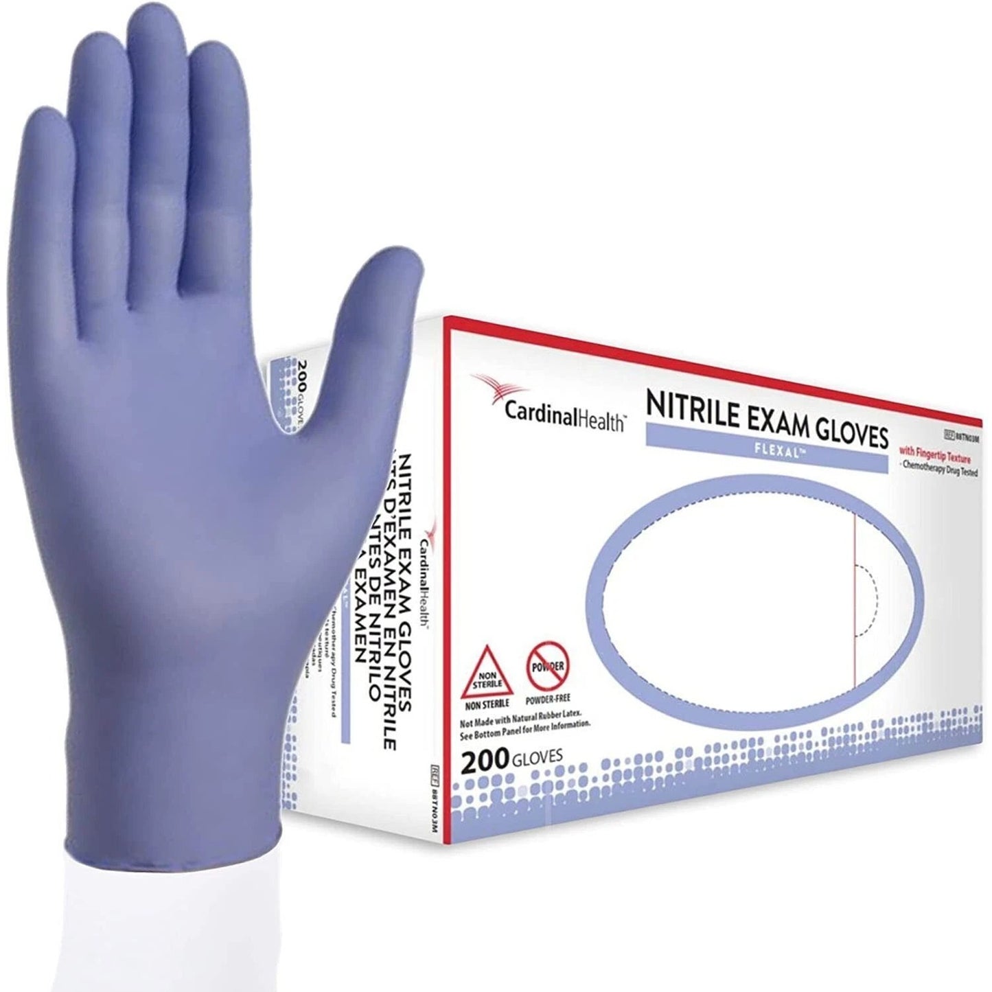 Disposable Nitrile Gloves, L, Non‑Sterile, Powder‑Free, Latex‑Free, 1 Box of 200