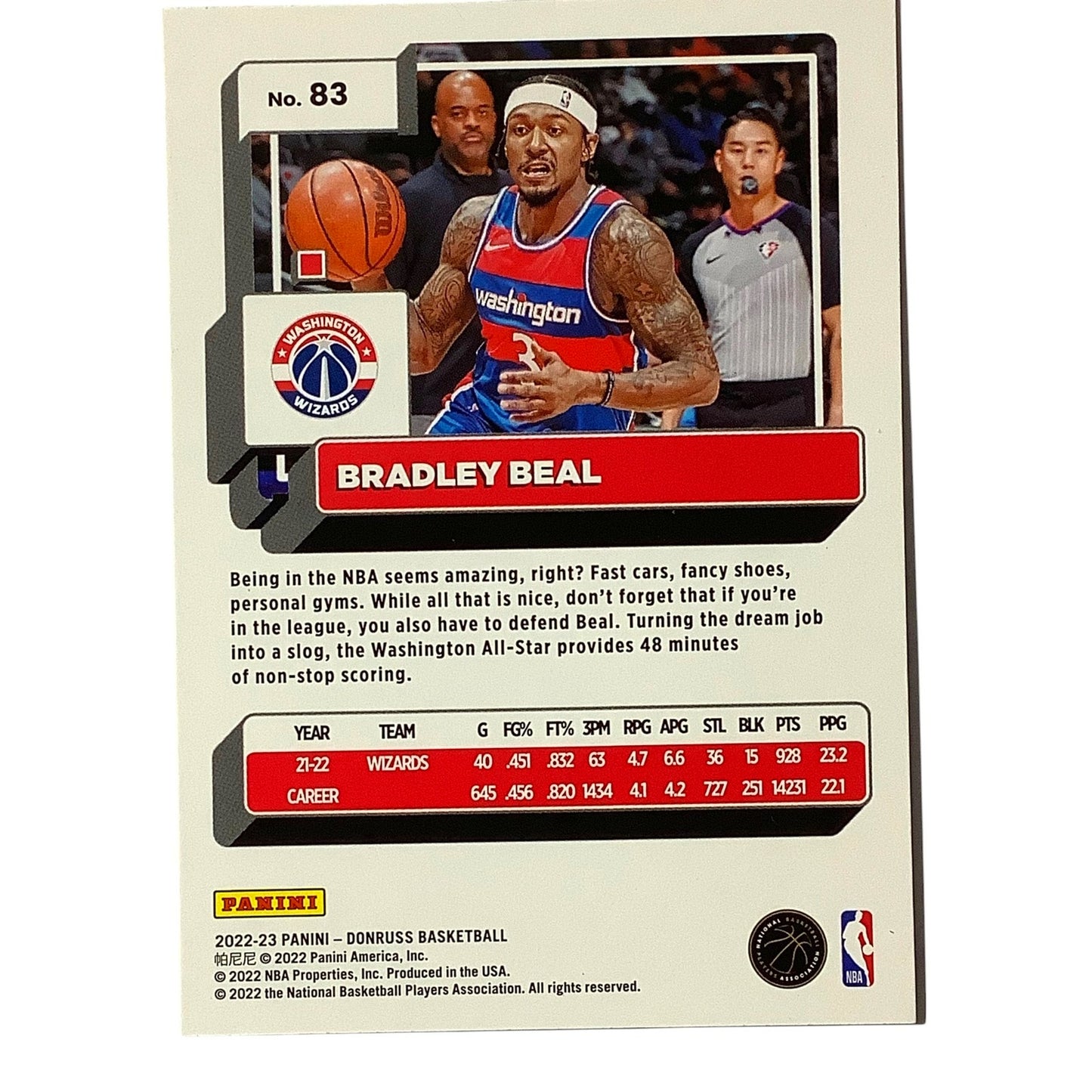Bradley Beal -Green Sunburst Washington Wizards, #83, 2022-23 NBA Panini-Donruss